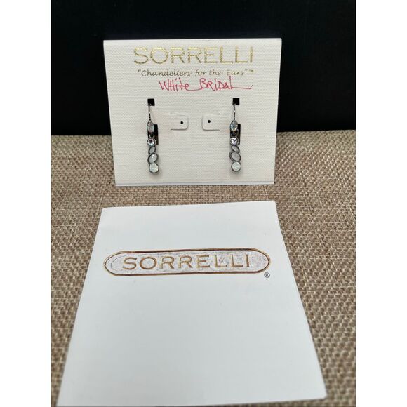Sorrelli White Bridal Crystal Drop Earrings NWT - Picture 1 of 7
